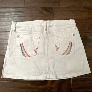 JAMES CURED by SUEN Rainbow Sitched Pocket White Demin Mini Skirt  - 30